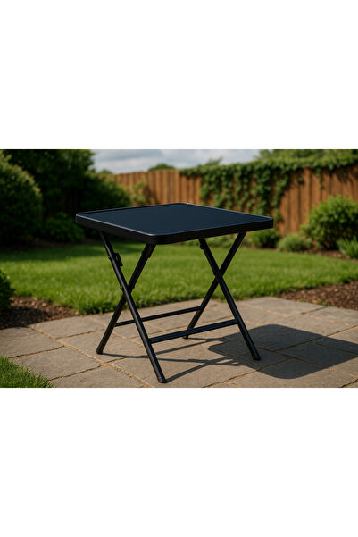 ROHS Masă pliabilă de exterior 80x80 cm pentru 4 persoane - metal și sticlă n...