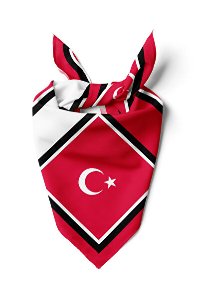 tuaipek Türk Bayrağı Desen 55x55cm Bandana/Fular