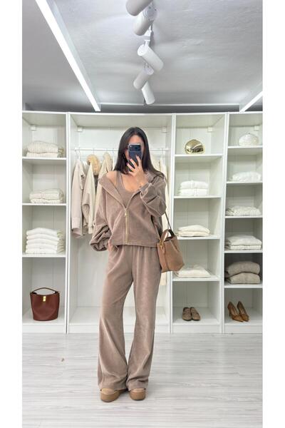 LUUNA STORE Eloria 3-Piece Velvet Suit - Mink