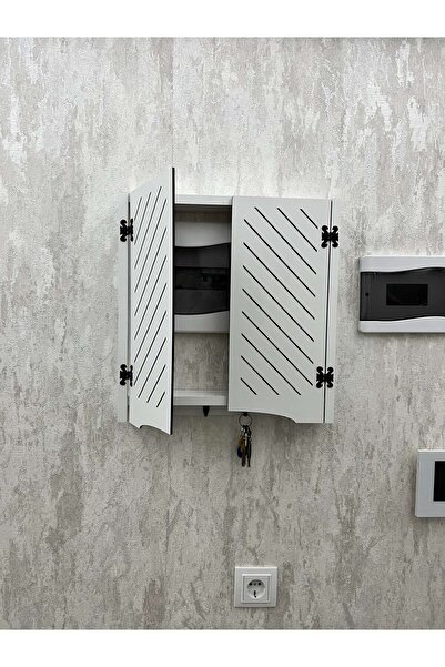 AA AHŞAP Elektrik Pano Düzenleyici Duvar Düzenleyici Ahşap Dekoratif Beyaz Ku...