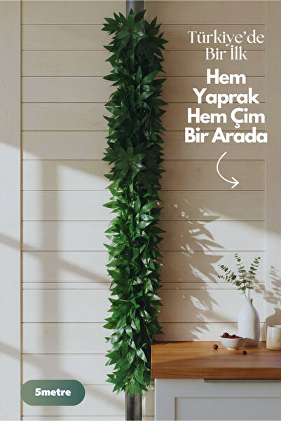Glowry Home 5 Metre Dekoratif Yaprak ve Çim Karışımlı Boru Gizleme Sarmaşığı ...