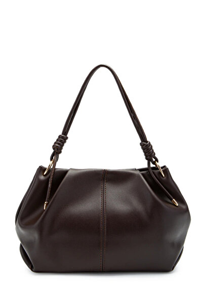 EBROU Geantă de umăr maro pentru femei Mary cu detaliu de pliuri