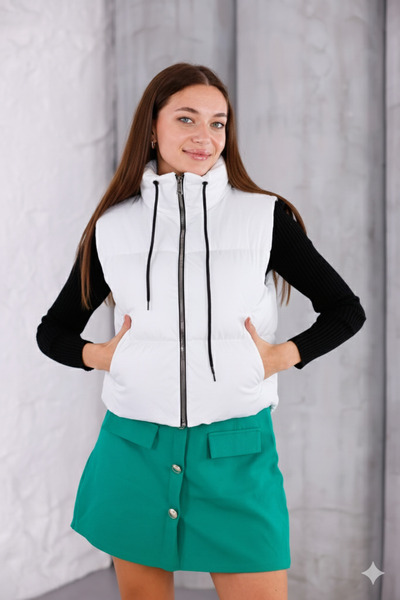 GİYİYORUM Kadın Kışlık Crop Şişme Yelek | Fermuarlı, Dik Yaka, Puff Dolgulu