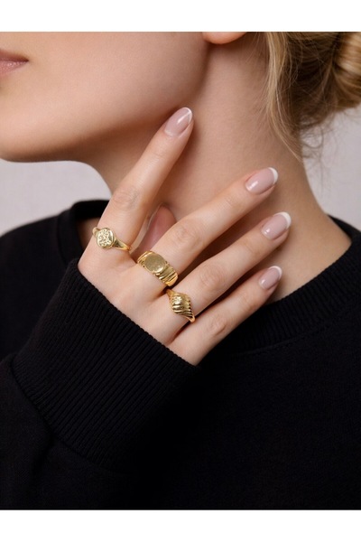 Dropaksesuar Kombin Vintage Ayarlanabilir Hafif Tasarım Yüzük Seti