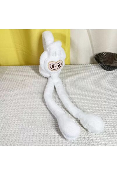 synshop Labubu White Plush Sound-Moving Headphones with Moving Ears Winter Gi...