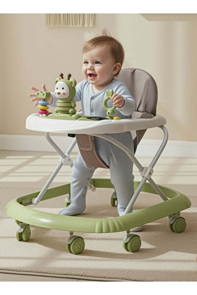 BAYBEE مشاية أطفال زيجي، قابلة لتعديل الارتفاع بثلاثة مستويات، دوران 360 درجة...