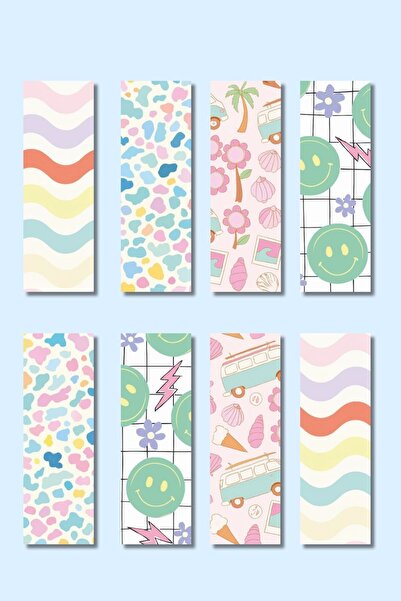 qoeuyl boutique Set de 8 semne de carte cadou cu design tematic retro pastel