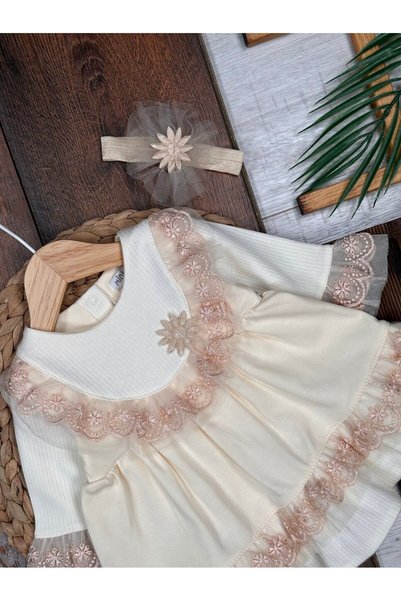 Kids Kingdom Cotton Lace Detailed Bandana Baby Girl Dress
