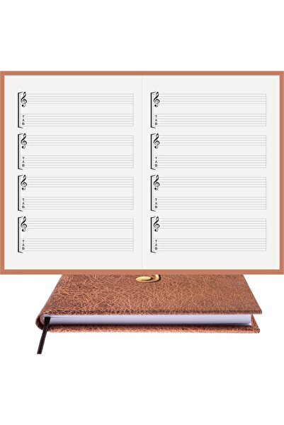 BİDEFTER Guitar Note Book with Treble and Bass Clefs 100% Handmade, Hand Stit...