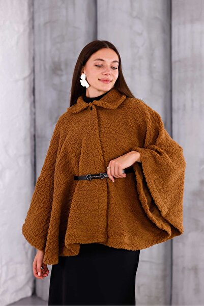 GİYİYORUM Kadın Peluş Panço – Yumuşak Dokulu, Kışlık, Sıcacık
