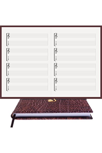 BİDEFTER Guitar Note Book with Treble and Bass Clefs 100% Handmade, Hand Stit...