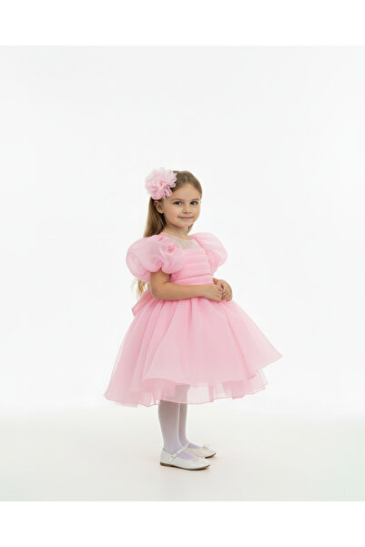 BUTİKHAPPYKİDS Дівчача сукня з рукавами-ліхтариками з шифону рожевого кольору...