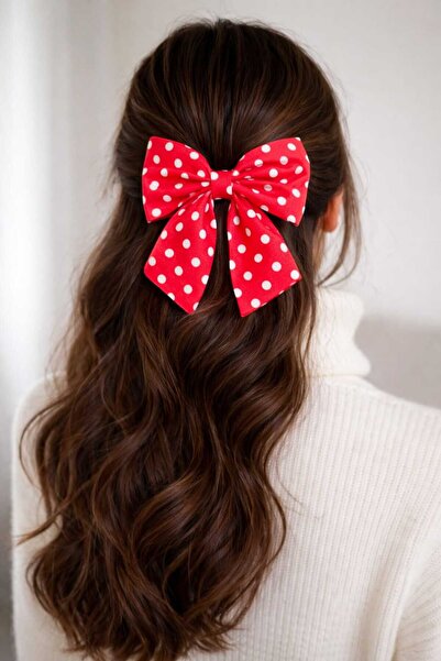 diclecollection Red Polka Dot Clip Bow Hairpin/Hair Accessory