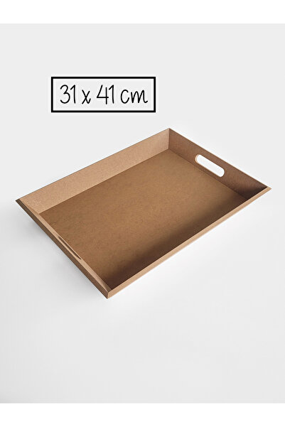 Ahşap Ham Mdf, Boyanabilir Verev Dikdörtgen Tepsi, 31x41 Cm