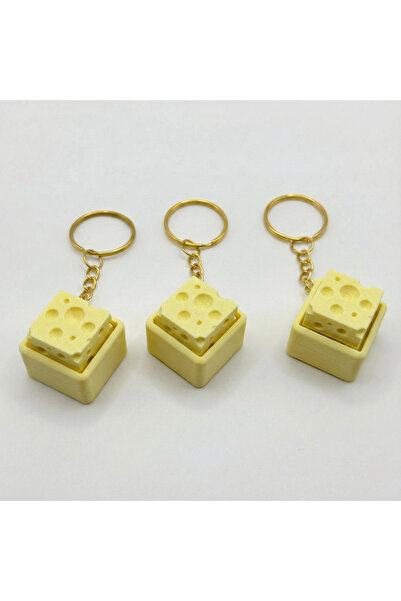 Atatuğ Hediyelik Mechanical Switch Cheese Fidget Keychain - Clicking Stress R...