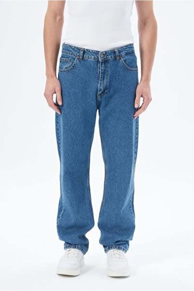 Store Men's Blue Baggy Fit Denim Pants 100% Cotton Loose Fit Jeans