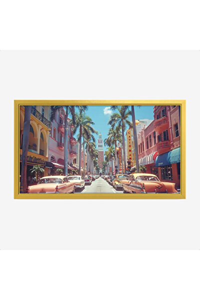 Tajridhome لوحة شوارع - سيارات كلاسيكية - سماء زرقاء - مشمس - لوحات فن عصري -...