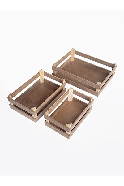 Ahşap Ham Mdf, Boyanabilir 3'lü Set Kasa, sepet, organizer, Sebze Meyve Kutusu
