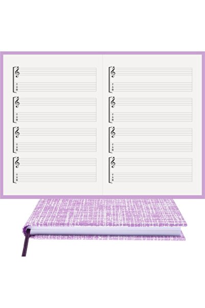 BİDEFTER Guitar Note Book with Treble and Bass Clefs 100% Handmade, Hand Stit...