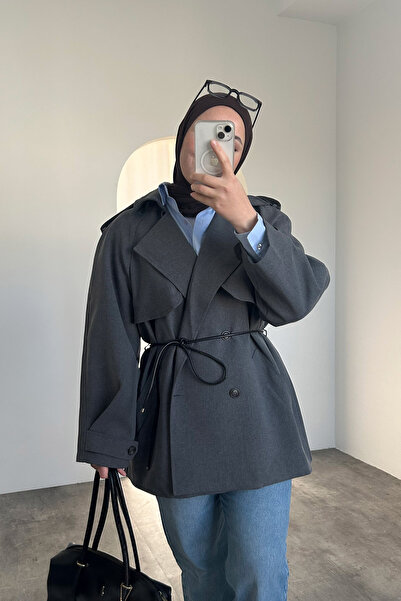 HYWONA Women's Oversized Short Trench Coat