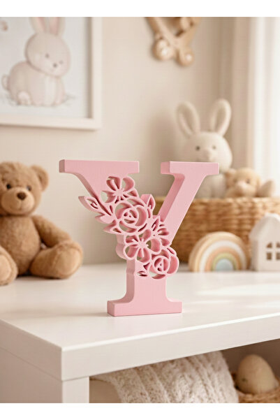 Kafs Store Çiçek Desenli “Y” Harfi | Çocuk Odası Dekoru | 114×14×3