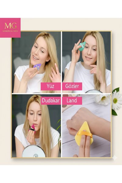 MAISON GLOWEN 3'Lü Pudra Fondöten BB Krem Yıkanabilir Sünger