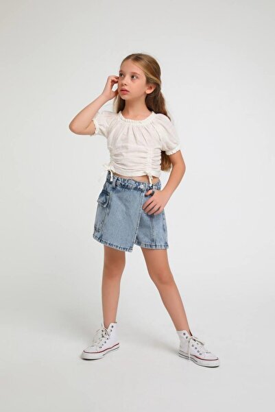 Escabel Kız Çocuk Jean Şort Etek