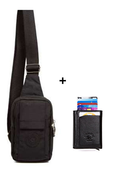 NEWISH POLO ACCESSORIES Geantă de umăr în formă de cravată, neagră, cu compar...