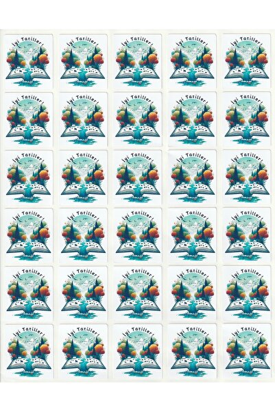 KanvasSepeti İyi Tatiller Yaz Tatili Sticker Seti 3,2x3,5cm Karne Kitap Ödev ...