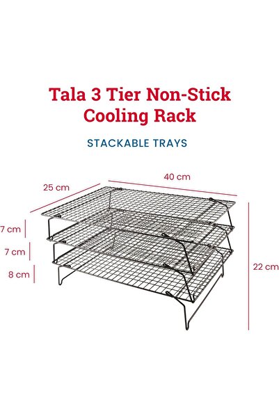 Tala 3-Tier Cooling Rack, Non-Stick by Tala, 41x25 cm, Black