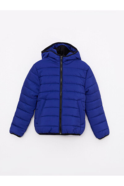 LC Waikiki Blue Hooded Basic Boy's Puffer Jacket