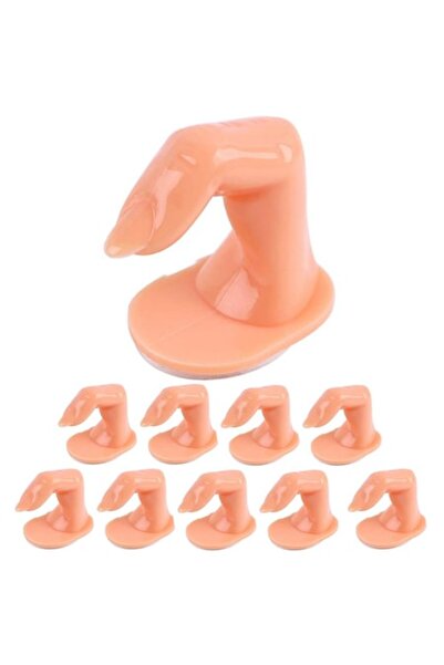 GIRLS CORNER Set of 10 practical plastic nail fingers, reusable, with adhesiv...