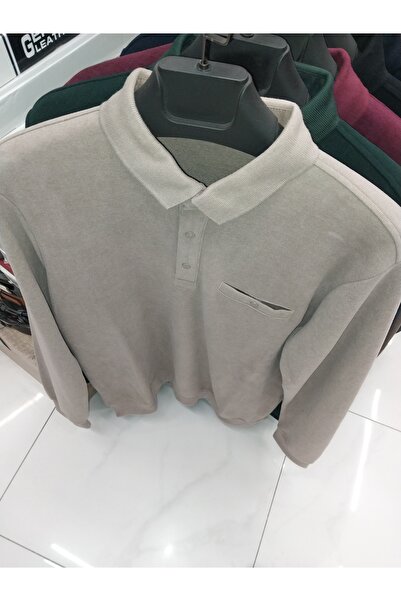 Cinar erkek giyim Men's Single-Pocket Sweater with a Collar Made of Thessalon...