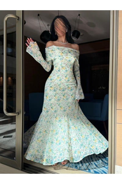 salsa-dresses Soft off-white dress with a floral print