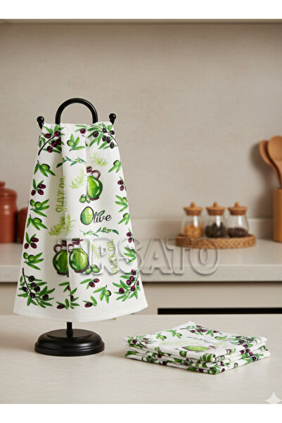 Fırsato EKO Havlu Dokulu Zeytin Desenli 40x60 4'lü Mutfak Havlusu | Kurulama ...
