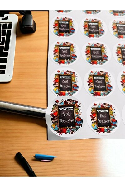 KanvasSepeti Autocolant scris pentru sărbători bune, vacanța începe - Etichet...