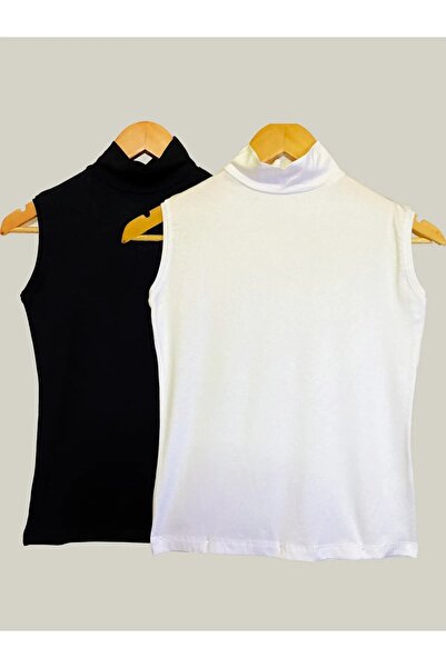 FERME BOUTİQUE Half Fisherman White and Black 2'Li Zero Sleeve Body