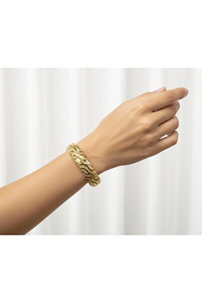 10 gr (GRAM) Kumlu Dalgalı Desen Şarnel Bilezik 22 Ayar Altın Yatırımlık İşçiliksiz