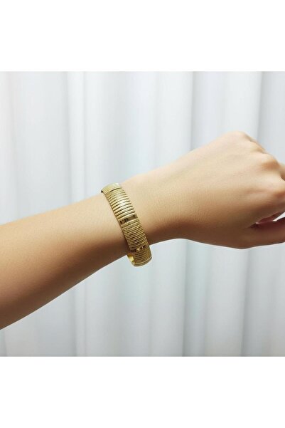 kuyumcu nurettin 10 gr (GRAM) Paralel Desenli Şarnel Bilezik 22 Ayar Altın Ya...