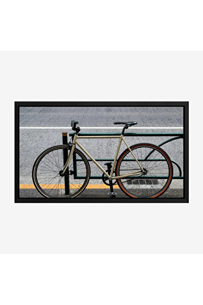 Tajridhome Bicycle painting - Bicycle on the sidewalk - Neutral colors - Urba...