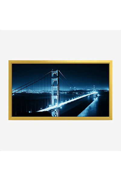 Tajridhome لوحة جسر - جسر ذهبي - أضواء ليلية - درامي - لوحات فنية مودرن - لوح...