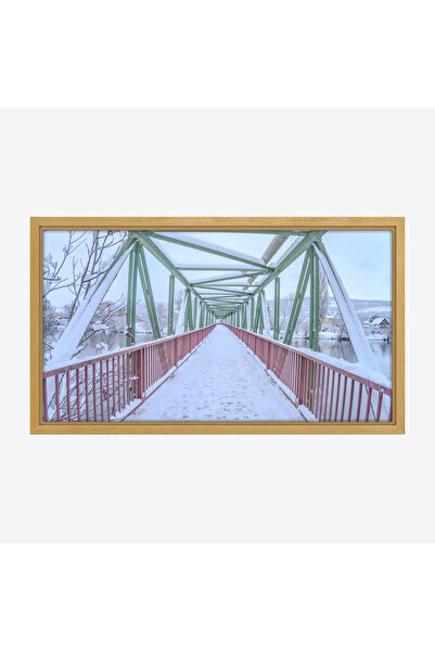 Tajridhome لوحة جسر - مشهد ثلجي - ألوان باردة - هادئ - لوحات طبيعة - لوحات كا...