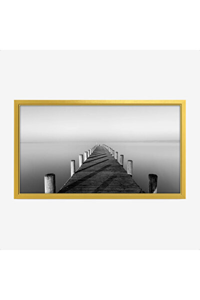 Tajridhome Wooden bridge painting - Waterway - Gray tones - Serene - Nature p...