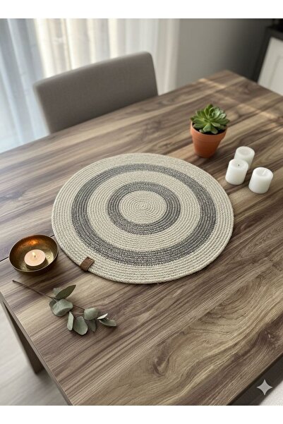 ms milasewing Doğal Jüt Örgü Yuvarlak Runner / - 50 cm Çap - El İşçiliği Deko...