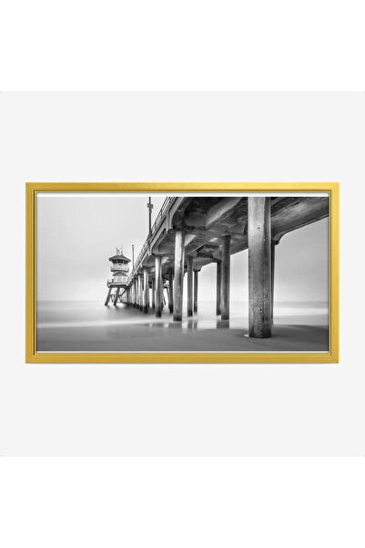 Tajridhome Beach painting - Seaside pier - Gray tones - Serene - Nature paint...