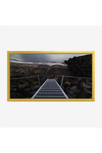 Tajridhome لوحة شاطئ - درج نحو البحر - ألوان داكنة - هادئ - لوحات طبيعة - لوح...