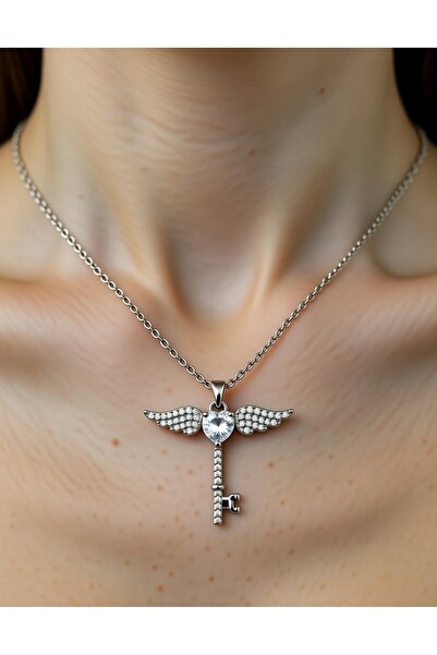 staınless steel Kalpli Anahtarlı çelik kolye