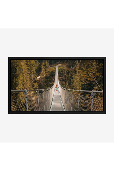 Tajridhome لوحة جسر معلق - شخص يسير - غابات خضراء - هادئ - لوحات طبيعة - لوحا...