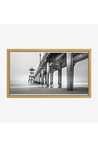 Tajridhome لوحة شاطئ - رصيف بحري - ألوان رمادية - هادئ - لوحات طبيعة - لوحات ...