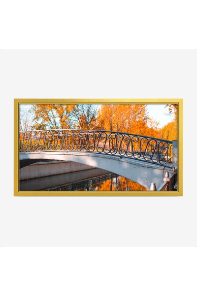 Tajridhome لوحة جسر - جسر معدني - أشجار صفراء - هادئ - لوحات طبيعة - لوحات كا...